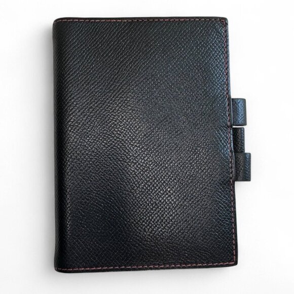 HERMES Black Leather Vision Agenda Cover with Red Stitching/Interior - Like New - Picture 1 of 16